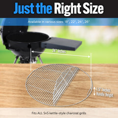 Slow 'N Sear EasySpin Grill Grate with food cooking