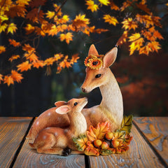 Smadeer Garden Deer Decor statue showcasing a doe and fawn in autumn colors