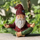 Smadeer Garden Yoga Gnome Statue in yoga pose with solar lights