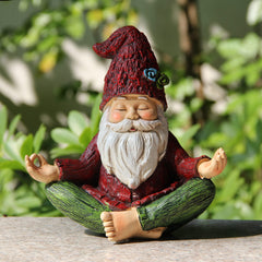 Smadeer Garden Yoga Gnome Statue in yoga pose with solar lights
