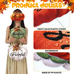 Small pumpkin yard sign from Geetery with 'Thankful' message