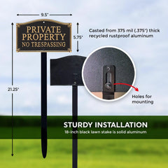 SmartSign Private Property plaque with black lawn stake