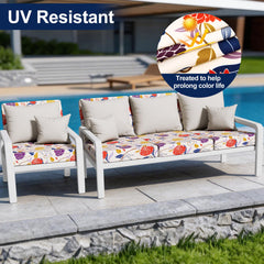 Smiry cushion covers in orange on a patio setting