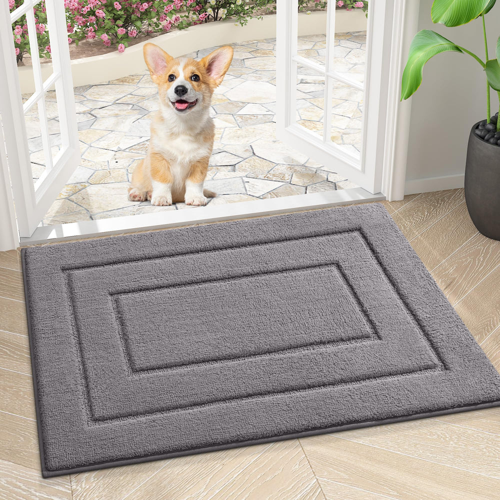 Smiry Dog Door Mat 24x16 inches grey front view