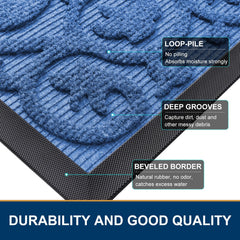 Smiry doormat at outdoor entrance with plants