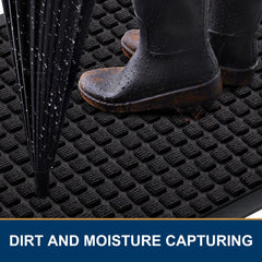 Smiry doormat showing textured woven polyester surface