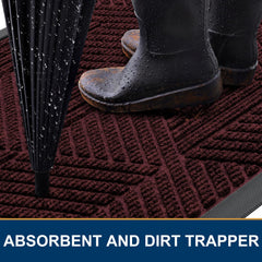 Smiry Front Door Mat dark red with non-slip backing