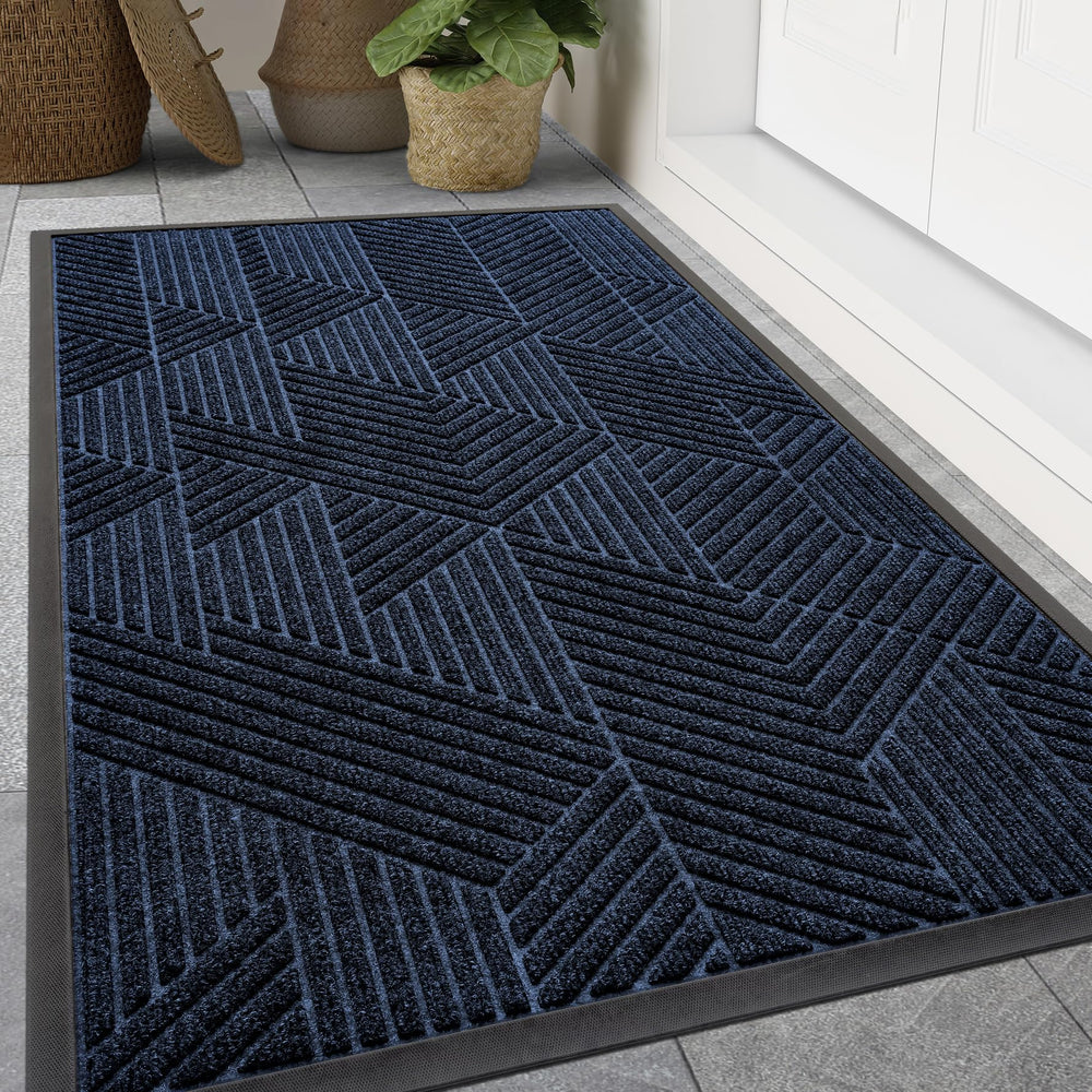 Smiry Front Door Mat Navy Blue 47x17 front view