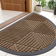Smiry Half Circle Front Door Mat brown front view