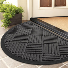 Smiry Half Circle Front Door Mat grey design front view