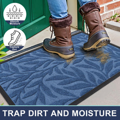Smiry Leaf Front Door Mat side view with rubber edge
