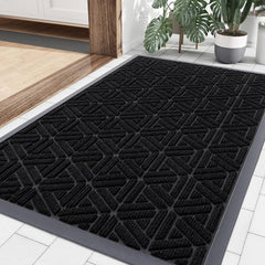 Smiry Low Profile Rubber Doormat front view, black color