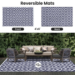 Smiry Outdoor Rug 4x6 ft on a patio setting