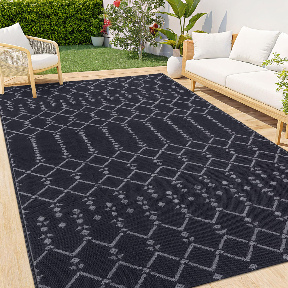 Smiry Outdoor Rug 5x8 ft dark grey front view