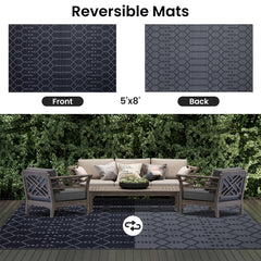 Smiry Outdoor Rug 5x8 ft in a garden setting