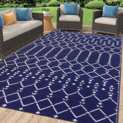 Smiry Outdoor Rug 5x8 ft navy front view