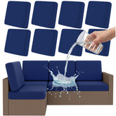 Smiry Waterproof Patio Cushion Covers Navy Blue front view