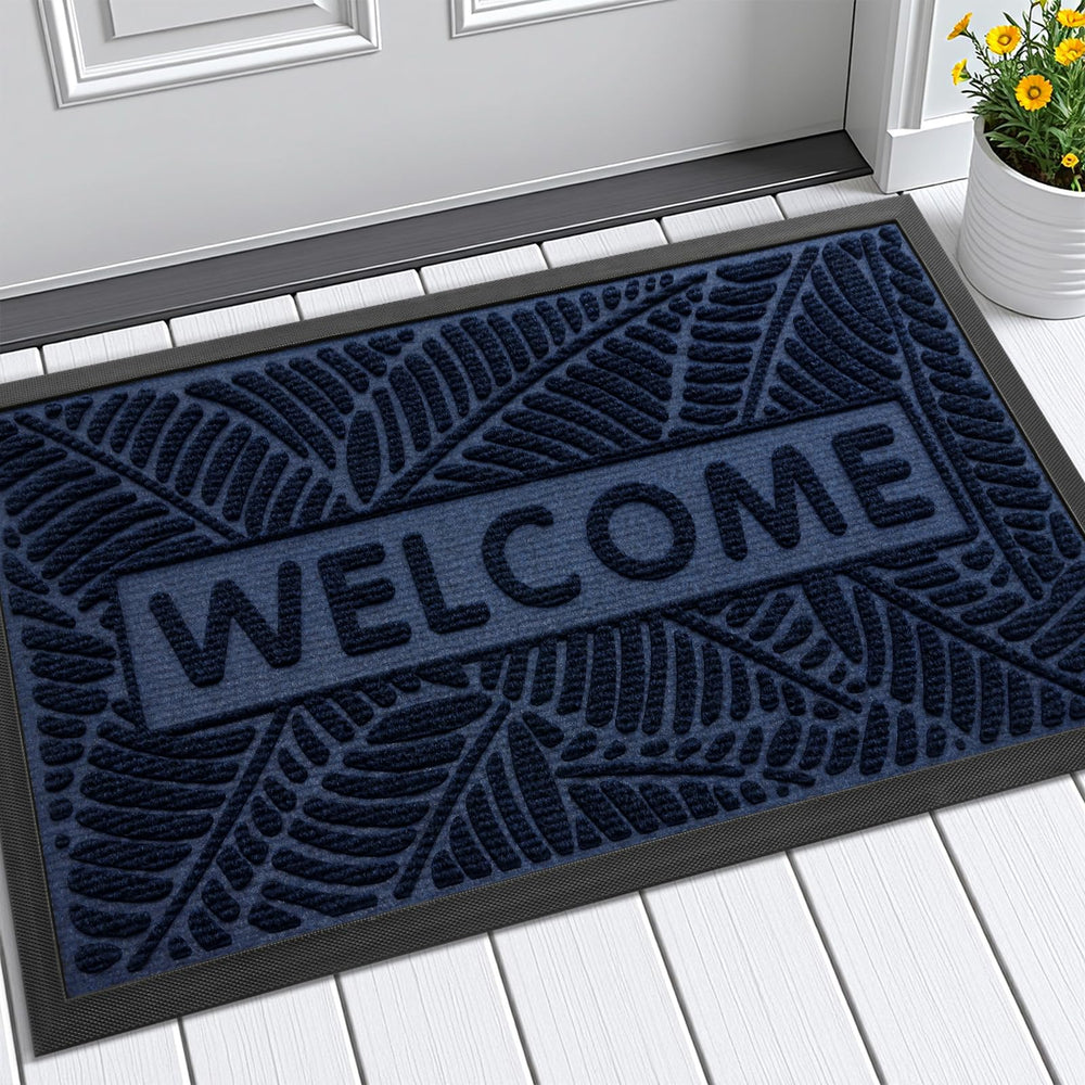 Smiry Welcome Doormat front view in navy color