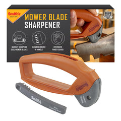Smith's Handheld Lawn Mower Blade Sharpener front view in orange