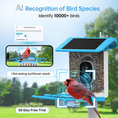 SMONET Bird Feeder B300 side view showing solar panel