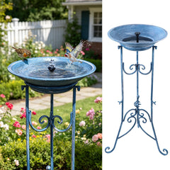 SMQLJXC Multifunctional Solar Bird Bath in blue with solar fountain