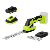 SnapFresh 20V Cordless Hedge Trimmer front view with light green finish
