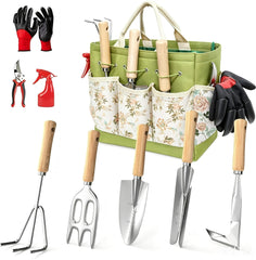 Snuggalux 9-piece garden tools set with tote bag