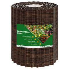 SnugNiture 10" x 20' brown corrugated metal garden edging front view