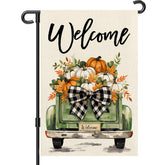 Snungee Fall Garden Flag 12x18 inch with pumpkins and truck