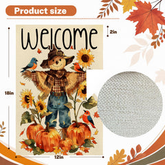 Snungee Fall Garden Flag displayed in a garden setting
