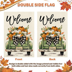 Snungee Fall Garden Flag displayed in a garden setting