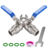 SNUTUYA 2-Way Garden Hose Splitter front view with stainless steel finish