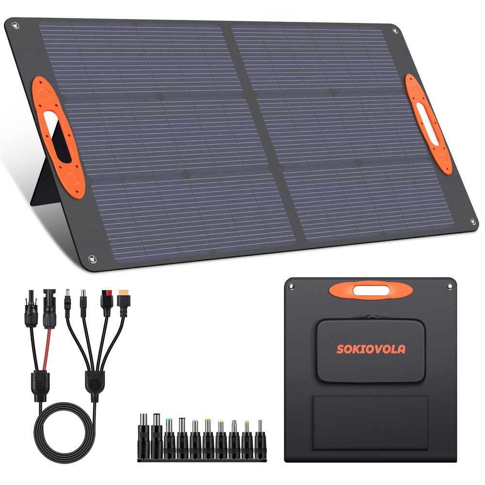 SOKIOVOLA 100W Portable Solar Panel folded front view