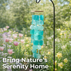 Solange & Frances Turquoise Wind Chimes close-up of Capiz shells