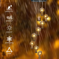 Solar panel on top of the angel wind chimes