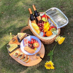 Solid wood folding table with wine glass holders