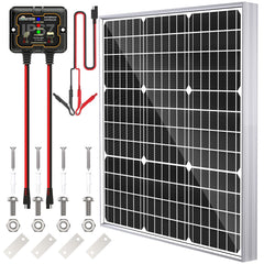 SOLPERK 50W solar panel front view with adjustable bracket