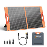 SOLUPUP 100W Portable Solar Panel front view with orange finish