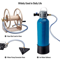 Solution4Patio 3 ft blue garden hose laid flat on grass