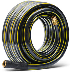 Solution4Patio 50ft garden hose front view with brass fittings