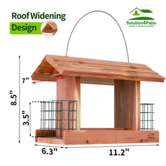 Solution4Patio Cedar Hopper Bird Feeder side view showing suet holders