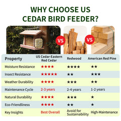 Solution4Patio Cedar Hopper Bird Feeder with birds feeding