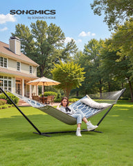 SONGMICS Double Hammock side view showing spreader bars