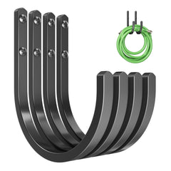 songsoso Garden Hose Holder wall mount with 4 hooks in black