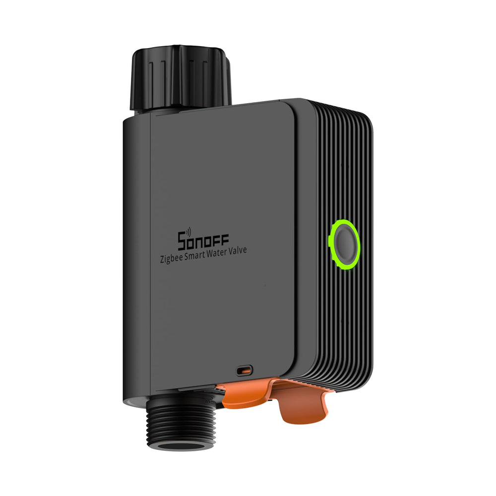SONOFF Zigbee Sprinkler Timer front view in black