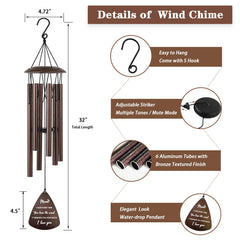 Soopau wind chimes with natural lighting highlighting their bronze finish