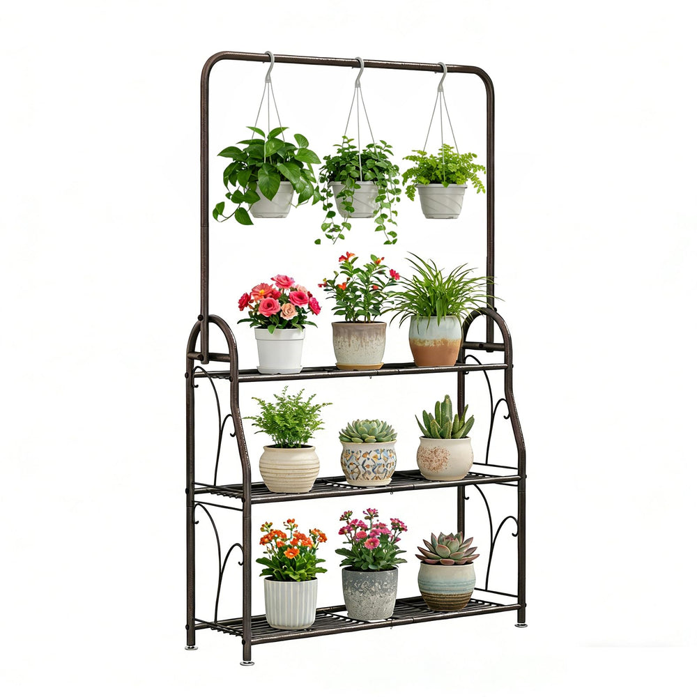 SORCEDAS 3 Tier Plant Stand bronze metal front view