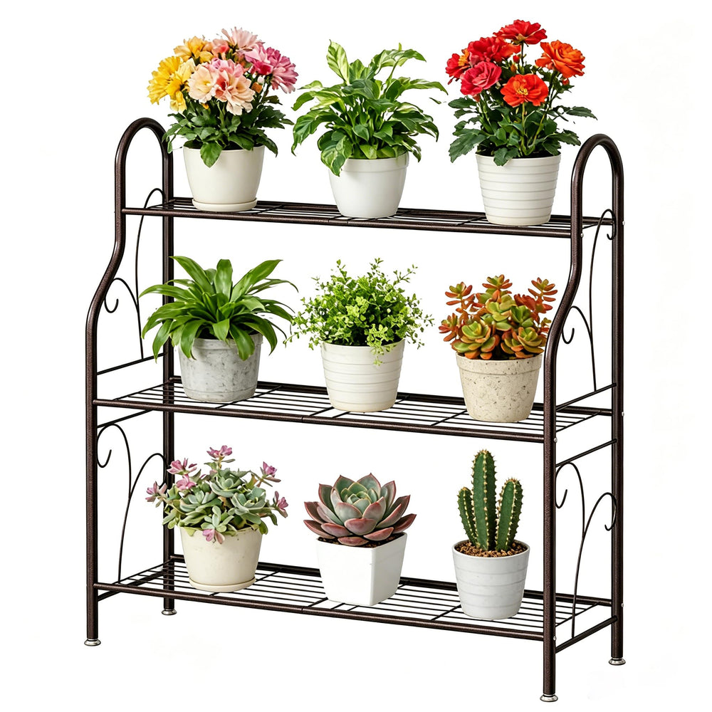 SORCEDAS 3 Tier Plant Stand in bronze front view