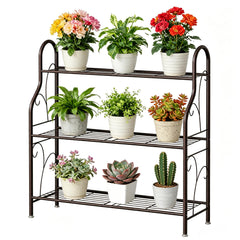SORCEDAS 3 Tier Plant Stand in bronze front view