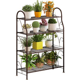 SORCEDAS 4 Tier Metal Corner Plant Stand front view in bronze